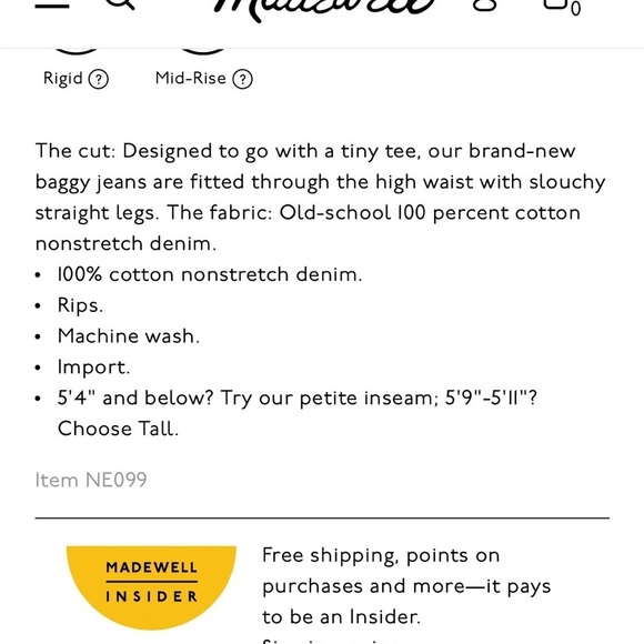 Madewell Petite Baggy Straight Jeans in Earlhurst Wash: Ripped Edition 31P - Picture 5 of 5